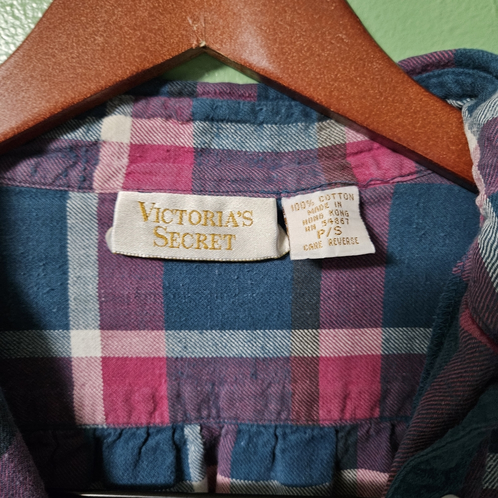 Vintage Victoria's Secret Pink and Blue Plaid Nightgown - Picture 6 of 7